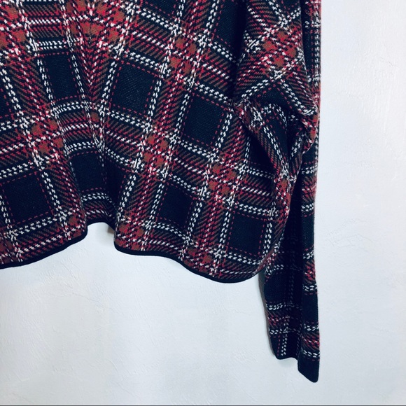 TORRID Scoop Neck Plaid Sweater Red and Black - Picture 5 of 8
